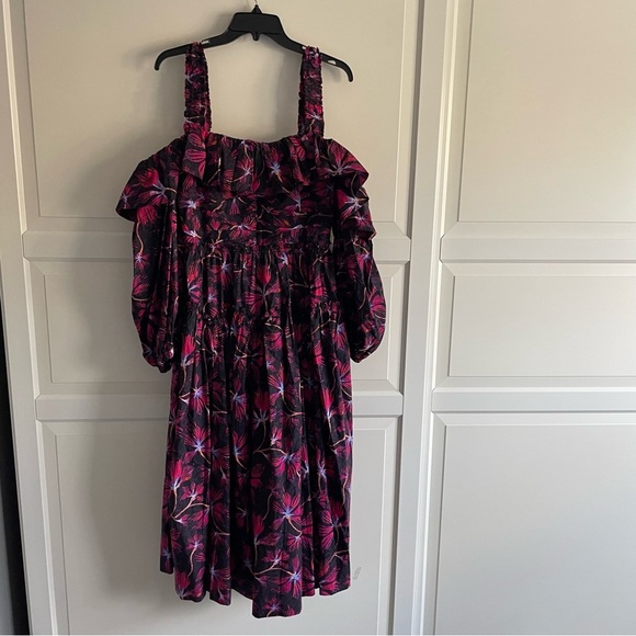 New! Ulla Johnson Caprice Purple Red Floral Print Cotton Midi Dress 22746 - Picture 6 of 15